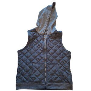Style & Co Sport Womens Quilted Black Hooded Vest Size L Polyester Blend